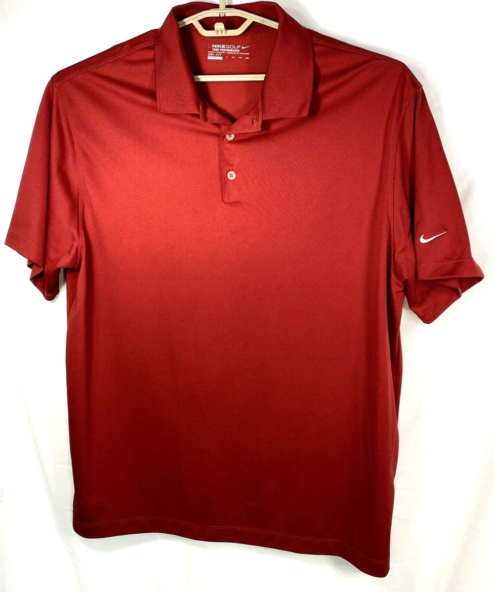 Nike Golf Tour Performance Dri Fit Men's 2XL Red Short Sleeve Polo Shirt Swoosh